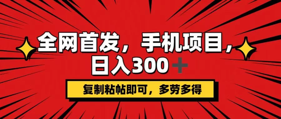 手机项目，日入300+,复制粘贴即可，可矩阵操作，动手不动脑 第1张